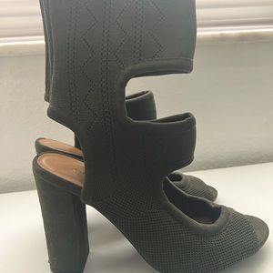 Olive green knit cut out boot